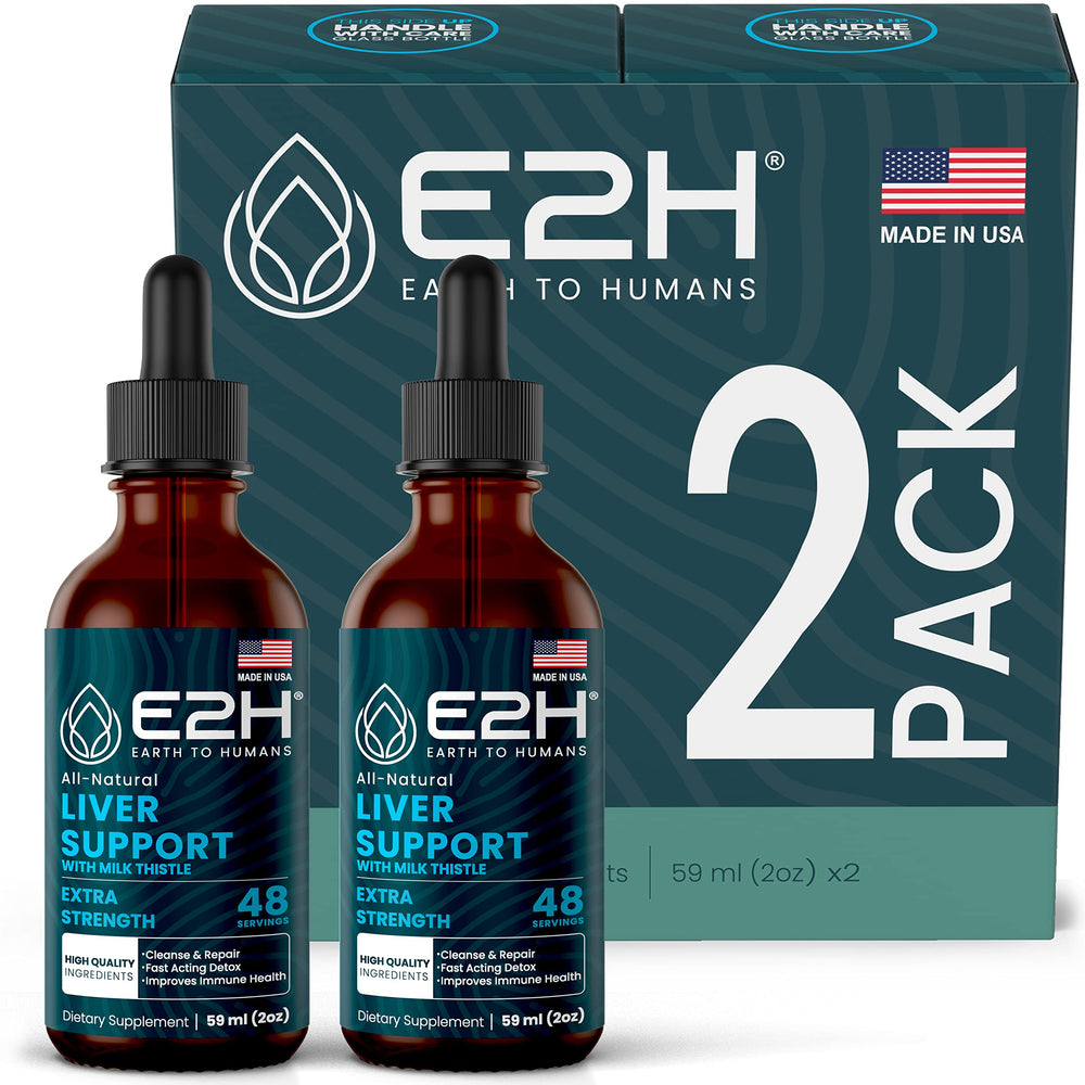 E2H Liver Support bottle with milk thistle showing packaging and label detail