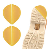 EACOZY yellow heel patch closeup showing durable, flexible rubber for worn heels