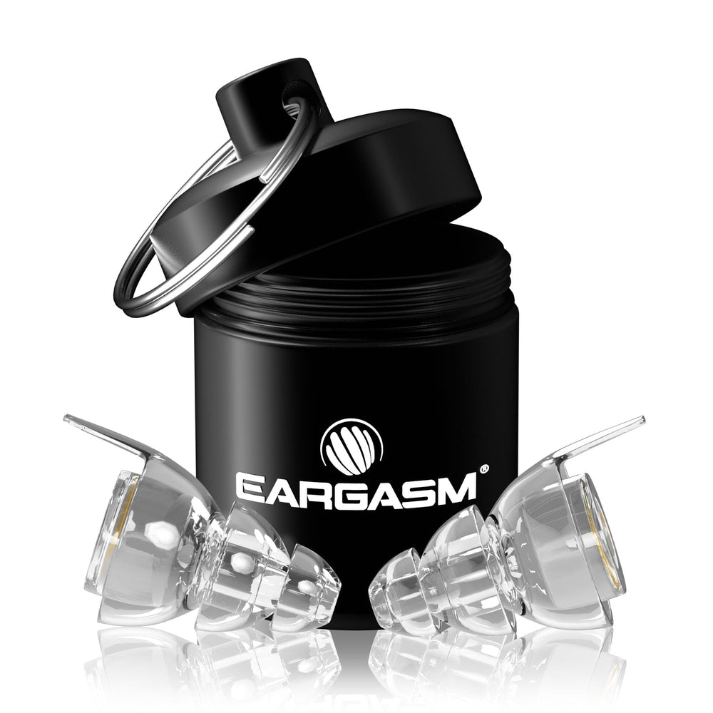 Eargasm high-fidelity earplugs with filters and case for everyday hearing protection.
