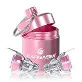 Eargasm high fidelity earplugs with pink filters for concerts and clear sound at lower volume.