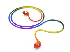 Eargasm Rainbow Connector Cord neck lanyard for easy earplug wear and removal.