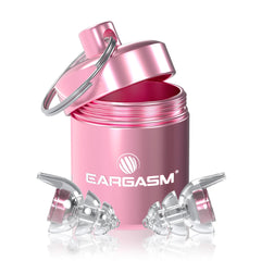 Eargasm Smaller Ears Earplugs pink, clear hearing protection at events.