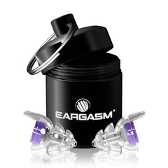 Eargasm Smaller Ears Hyperviolet earplugs pack for portable hearing protection at events.