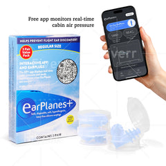 EarPlanes app screen with cabin pressure alerts to guide wear timing