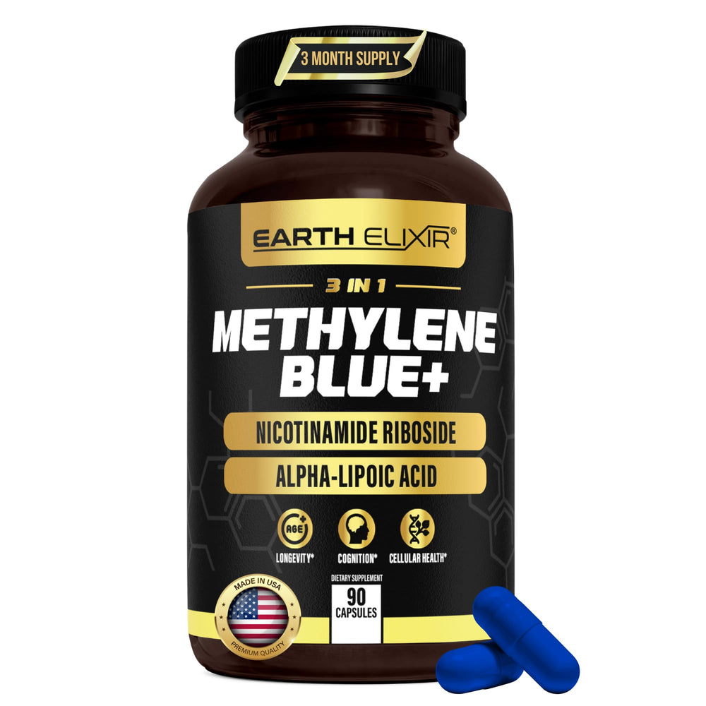 Earth Elixir 3-in-1 capsules bottle front for daily energy and focus.
