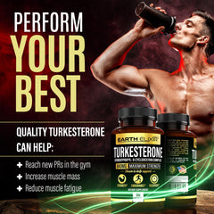 Earth Elixir Turkesterone capsule in hand – convenient daily energy support.