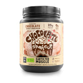 Earth Fed Muscle Chocolate Shakeup bottle shows clean whey protein with four natural ingredients