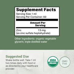 Earth Harmony Naturals organic zinc sulfate pipette for smooth administration.
