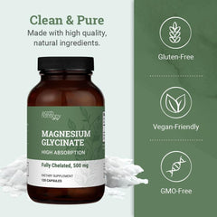 Earth Harmony Naturals magnesium glycinate with organic MCT powder closeup suggests enhanced absorption.