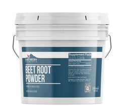 Earthborn Elements Beet Root Powder in a resealable bucket ready for freshness.