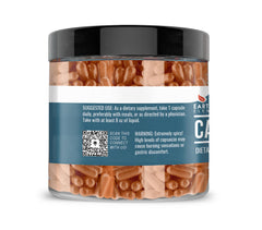 Earthborn Elements cayenne pepper capsules in container emphasizing USA encapsulation