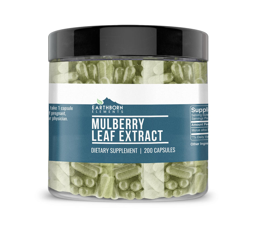 Earthborn Elements White Mulberry Leaf Extract capsules arranged in bottle for daily support