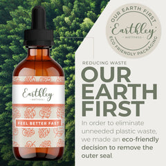 Earthley Wellness Feel Better Fast label close-up highlights echinacea and cinnamon ingredients