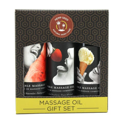 Earthly Body edible massage oil gift set watermelon bottle offers refreshing slip for a spa-like massage