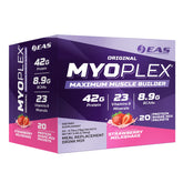 EAS Myoplex bottle illustrates a high‑protein meal replacement after workouts.