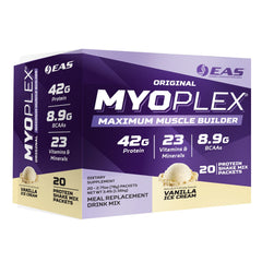 EAS Original Myoplex vanilla ice cream packets for convenient post-workout protein nourishment.