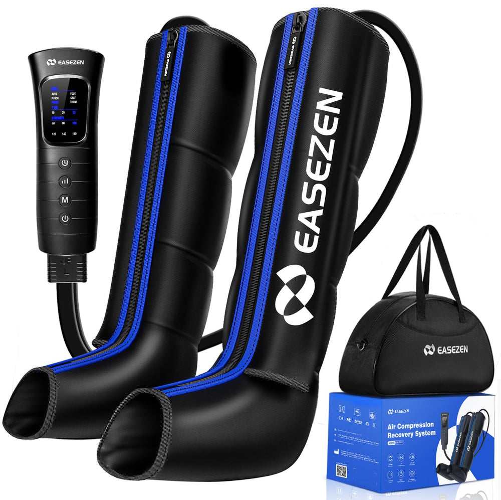 EaseZen leg compression boots around the foot for targeted pressure and comfort.