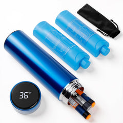 Easifeel insulin cooler case cap display shows real-time temperature for easy monitoring.