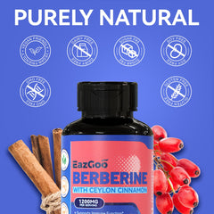 Daily-use visual showing two capsules of EAZGOO Berberine
