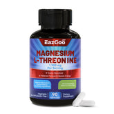 EAZGOO magnesium L-Threonine bottle close-up highlighting high absorption for daily energy support.