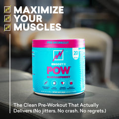 EBOOST POW blue raspberry scoop dissolves quickly before training sessions.