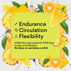 EBOOST POW Tropical Punch serving scoop beside glass for pre-workout use
