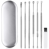 ECKXCH ear cleaning kit silver storage box: portable and organized for home and travel.