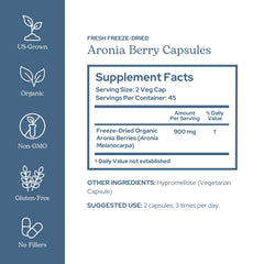 Eclectic Institute freeze-dried aronia berries highlight concentrated nutrients.