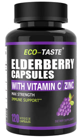 ECO-TASTE elderberry capsules bottle front view for daily immune support