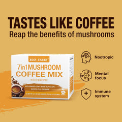 ECO-TASTE Mushroom Coffee Mix lion's mane extract featuring beta-glucans for alertness