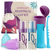 EcoBlossom complete kit with cups and accessories for ready-to-use period care.