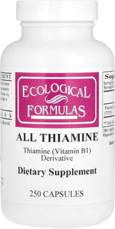 Ecological Formulas Allithiamine bottle pour with 50 mg B1 for convenient daily intake