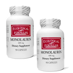 Ecological Formulas Monolaurin 600mg bottles with seal, convenient daily immune support option.