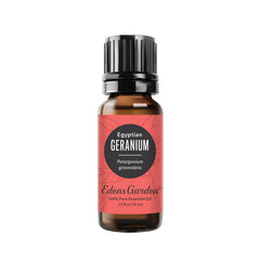 Edens Garden Geranium Egyptian essential oil bottle front for diffusion and skin care.