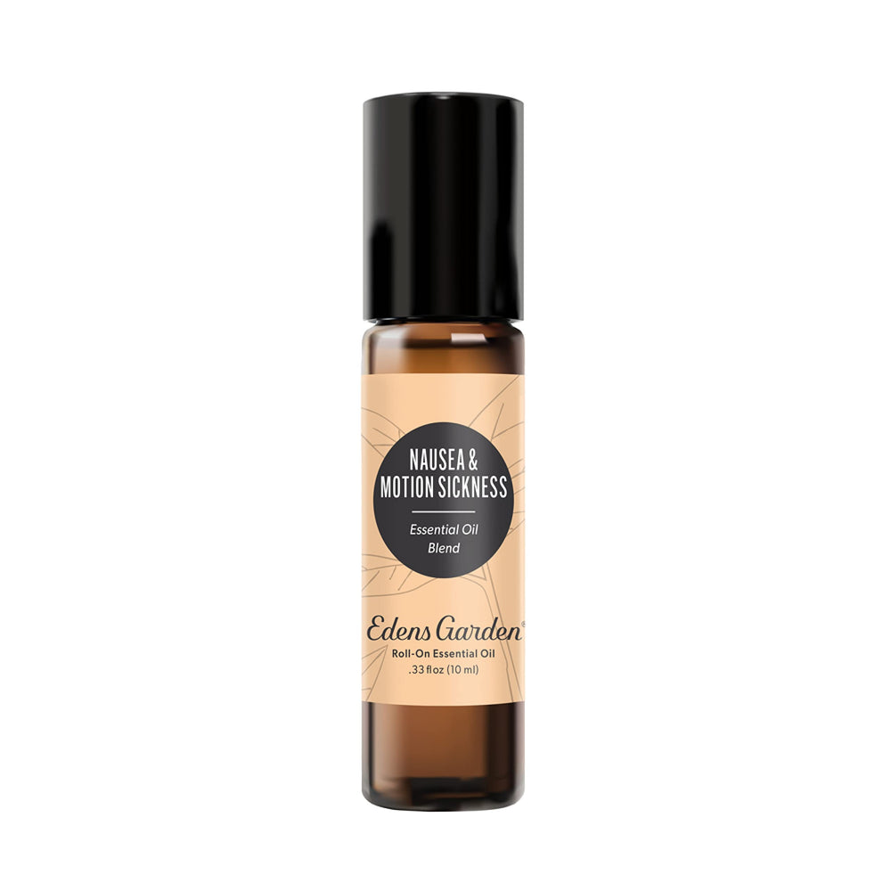 Edens Garden Nausea Roll-On bottle, compact and travel-ready for on-the-go relief