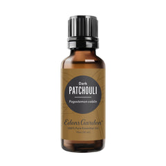 Edens Garden Patchouli oil bottle for soothing aromatherapy at home.