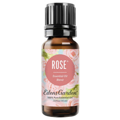 Edens Garden Rose Essential Oil Blend bottle showcases a pure floral aroma for diffusers.