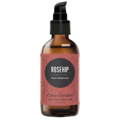 Edens Garden Rosehip Carrier Oil bottle, versatile skin care option for face, body, and hair.