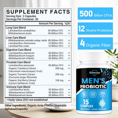 Edoempe Probiotics for Men bottle label with 12 strains emphasis