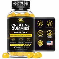 Effective Nutra Creatine Gummies bottle front with lemon flavor for energy support