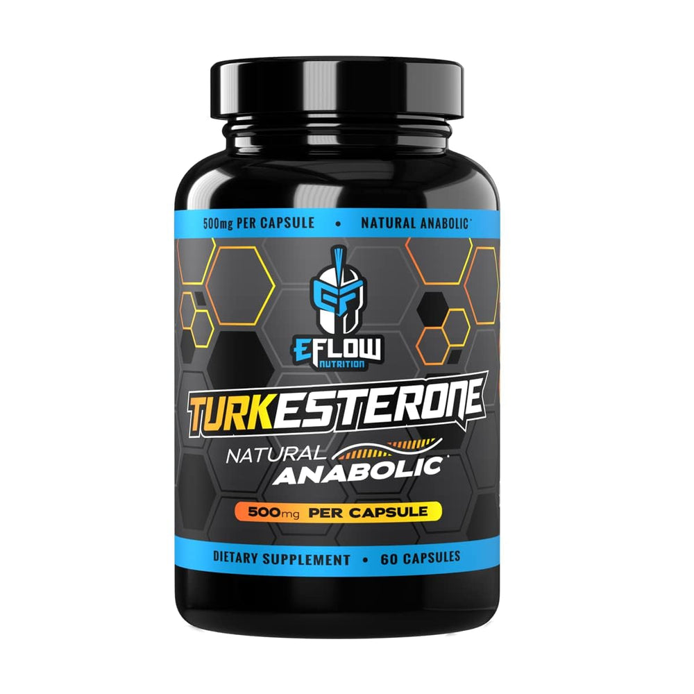 eFlow Nutrition Turkesterone bottle on a clean surface promoting lean gains