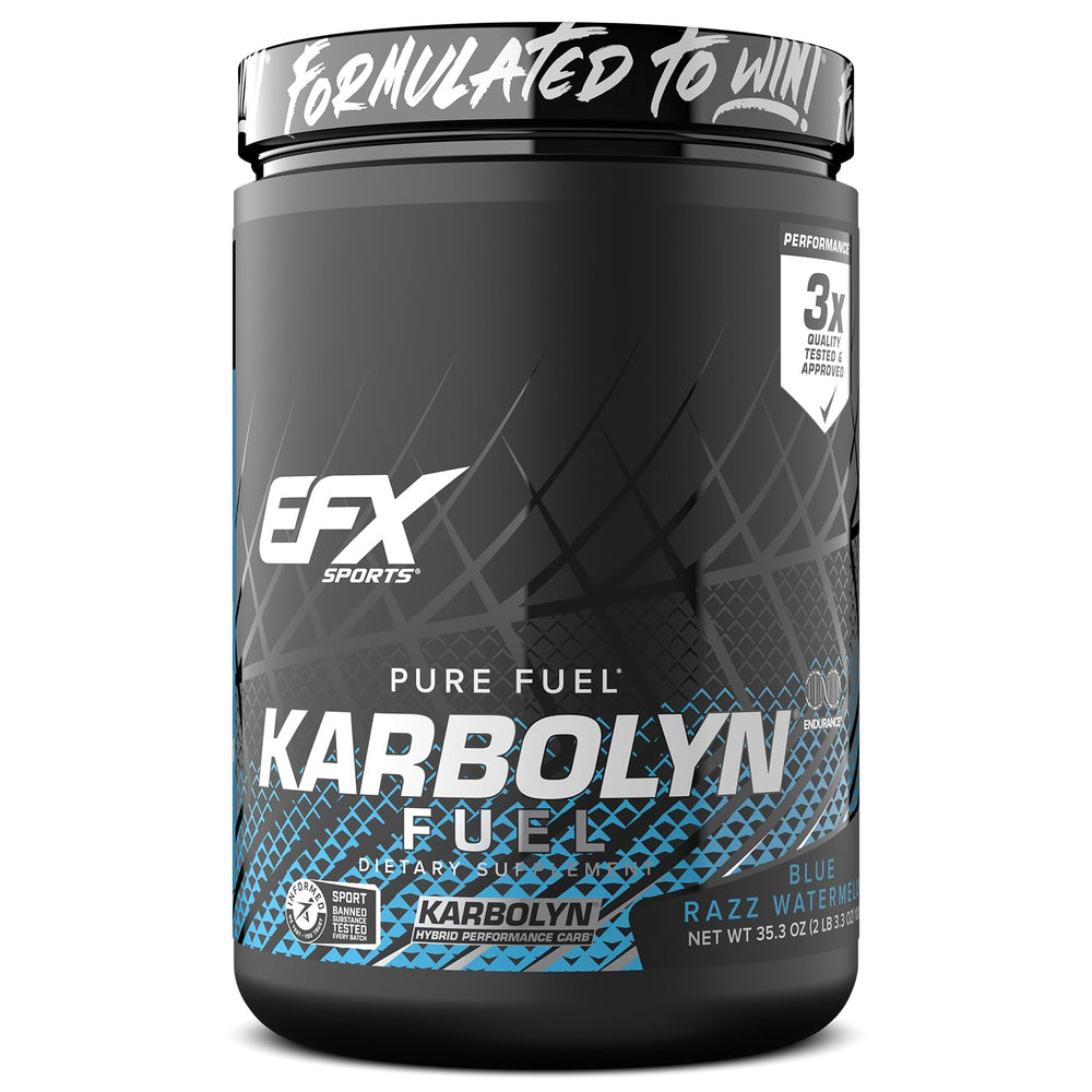EFX Sports Karbolyn Fuel bottle pouring for quick training energy.