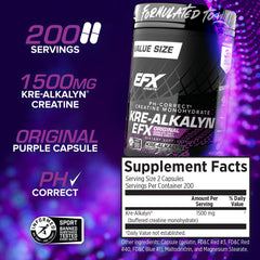 Kre-Alkalyn EFX capsules close-up highlighting easy dosing and no loading.