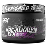 EFX Kre-Alkalyn EFX powder bottle shows stable creatine for workouts.