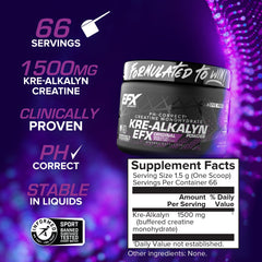 Scoop of EFX Kre-Alkalyn EFX powder dissolving in water for easy use.