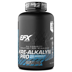 EFX Sports Kre-Alkalyn Pro bottle with capsules for convenient, no-mix dosing