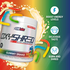 EHP Labs OxyShred green coffee bean ingredient badge signals natural energy.