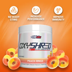 Glass of peach colored OxyShred ready for training sessions