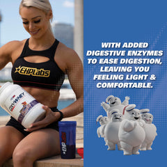 Glass of OxyWhey shake with marshmallow flavor