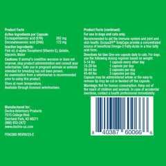 Eicosa3FF SnipCaps capsules close-up highlighting quicker absorption for pets.